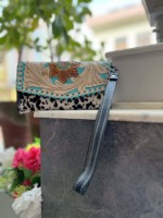 Pochette pour femme en cuir véritable, motif tournesol turquoise sculpté à la main, accessoire de mode multi-usage