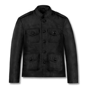 Veste en cuir d'hiver vintage décontractée sur mesure, prix bas, manteau en cuir épais, vêtements d'automne et d'hiver, vestes en cuir - Product Image 5