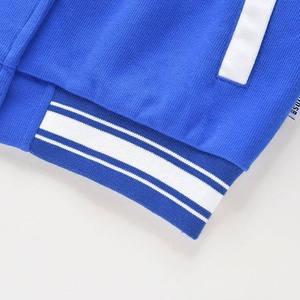 <b>Blue</b> White Color Block Varsity Jacket Unisex Preppy Style Regular Fit Turn-down Collar Polyester Material Autumn Wear - Product Image 3