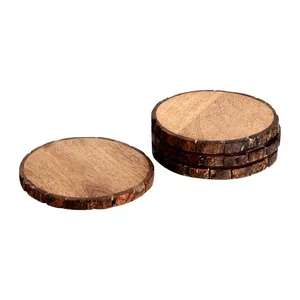 <b>Wooden</b> Coasters Natural Finished Acacia Wood High Quality Coasters Set Tableware <b>Table</b> Decor <b>Mats</b> and Pads Tea Coaster for Home - Product Image 1