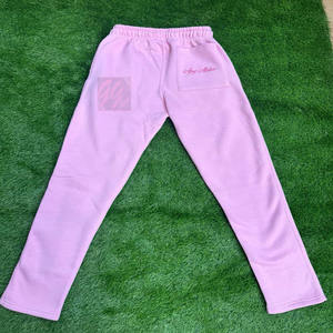 Pantalon de survêtement rose ample avec logo sérigraphié, fabriqué en tissu épais de qualité supérieure 350 GSM - Product Image 3