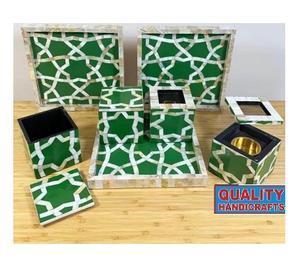 Arabic Ramadan Gift Wood Mother Pearl Inlay Mubkhar <b>Bakhoor</b> Burner Tray Box Set <b>Oud</b> Middle East Censer Rose Scent - Product Image 4