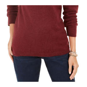 Maglione da Donna Style Co con Scollo Rotondo Stile Fair Isle, Colore Vino, Traspirante, Lavorato a Maglia, Casual, Invernale, con Logo Stampato sul Davanti, Taglia Media - Product Image 3