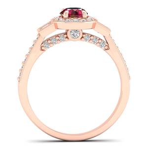 Bague Halo REYES en Or Massif 14K avec Rubis Taille Brillant Rond de 0,5 Carat et Moissanite Certifiée GRA – Bijoux Fins - Product Image 4