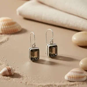 "ต่างหูชุบเพชรสีเงิน925สำหรับผู้หญิง-สโมควอทซ์หรือดีไซน์น่ารัก" - Product Image 1