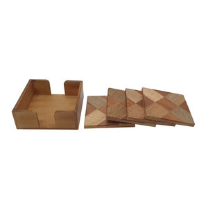 Vente en gros de sous-verres carrés et ronds en bois d'acacia et résine personnalisés pour la cuisine tapis de tasse en noyer sous-verre en bois pour boissons - Product Image 5