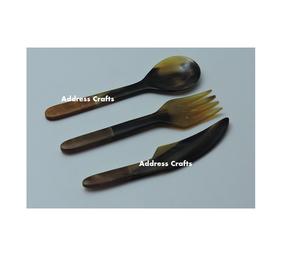 Juego de cubiertos de alta calidad más populares Juego de cubiertos de mesa de cuerno de búfalo de 3 piezas Juego de vajilla para servir comida - Product Image 3