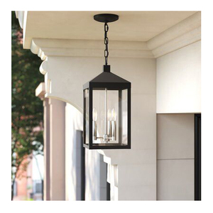 Vintage Modern Design Simple Industrial Style <b>Outdoor</b> Lights Waterproof Metal Iron Pendant Garden Chandelier Lamp <b>Black</b> Finished - Product Image 1