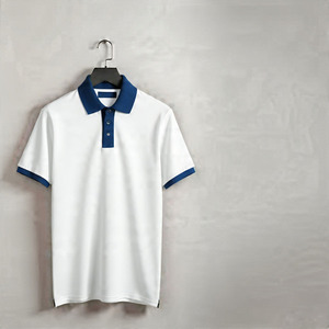 Men's White <b>Polo</b> Shirt With <b>Orange</b> Collar And Cuffs Short Sleeve Casual Solid Color Woven Oxford Fabric - Product Image 3