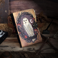 Carnet de Voyage Vintage Imprimé Hibou, Fait Main, en Cuir Véritable, Planificateur Quotidien et Mensuel, Halloween