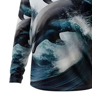 Camisa de Pesca de Manga Larga para Hombre, Estampado de Delfines, UPF 50, Anti-UV, 100% Poliéster, Sublimación, Estilo Pullover, Ropa de Exterior para Adultos - Product Image 6
