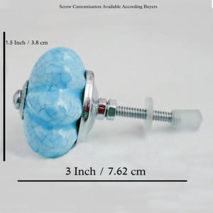 Boutons industriels en céramique craquelée de melon couleur Aqua poignées de tiroir pour chambre à coucher armoire cuisine salon commode - Product Image 3