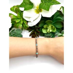 Navajo Handmade Fashion Cuff <b>Bracelet</b> Strung Kingman Turquoise & <b>Copper</b> Link Made with Expert Craftsmanship - Product Image 3