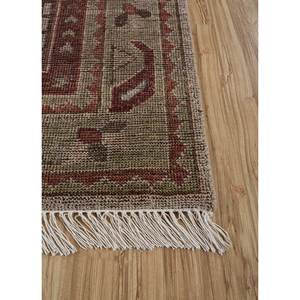 Tapis en laine noués à la main Erbe, motif médaillon doré en relief, puzzle rectangulaire pour entrée de maison, 9x12, puzzle abstrait rectangulaire fait main - Product Image 4