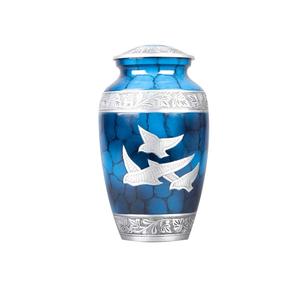 โกศเพลิงศพคลาสสิกชั้นนําสําหรับเถ้ามนุษย์ที่เป็นของแข็งนกพิราบที่มีความสงบสําหรับผู้ใหญ่โกศโลหะที่ทําด้วยมือ - Product Image 1