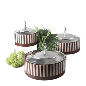 Hotpot Round Shape Handmade Designer Casserole Hotel Supplies Food Warmer Latest Shiny Polished Designer Metal With Laser Design - Product Image 3