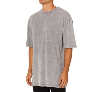 เสื้อยืดโอเวอร์ไซส์วินเทจผู้ชายแบบย้อมสีเอซิด ผ้าฝ้ายเจอร์ซีย์ 100% สไตล์ใหม่ รับสกรีนโลโก้ เสื้อยืดผ้าไหมสำหรับผู้ชาย OEM 2026 - Product Image 5