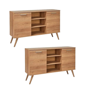 Soporte de TV de gabinete de madera de estilo europeo al por mayor con tres cajones y patas de madera maciza de dos puertas para sala de estar - Product Image 2