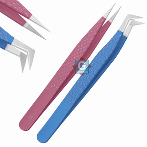 Pinzas para Extensión de Pestañas de Fibra Ultrafina GE-5555-92 de Gray Rocks, Pelo Sintético, Empaque Personalizable con Logotipo para Precisión - Product Image 3