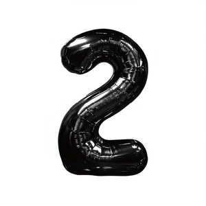 Globos de Fiesta con Número, Color Negro N2, 100 cm, Bolsa de 12 Unidades - Product Image 2