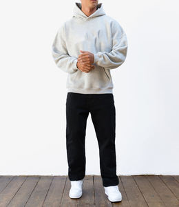 OEM Service Wholesale Price Best Design Men <b>Grey</b> Relaxed Fit Pullover Hoodies Lightweight Solid Color Men Hoodies For Men - Product Image 3