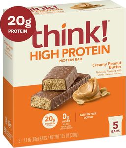 <b>think</b>! Protein Bars, High Protein Snacks, Gluten Free, Kosher Friendly, Creamy Peanut Butter 2.1 Oz per Bar, 30 Count - Product Image 3