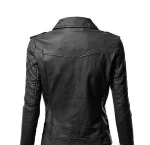 แจ็กเก็ตหนังสำหรับผู้หญิงแจ็กเก็ตหนังแท้สำหรับขี่มอเตอร์ไซค์ - Product Image 5