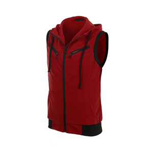 Nuevo Sudadera con capucha sin mangas para hombre Casual Slim Fit Zip up Cordón Chalecos con capucha lisos Precio al por mayor - Product Image 2