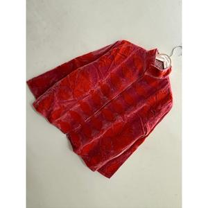เสื้อแจ็คเก็ตกำมะหยี่ซาตินแบบกลับด้านได้ Ember Garden สีโรสแมดเดอร์ ซับในผ้าลินิน  ตัวเสื้อทำจากหนัง  ทรงสั้นสไตล์โบโฮ สำหรับฤดูใบไม้ผลิและฤดูใบไม้ร่วง - Product Image 3