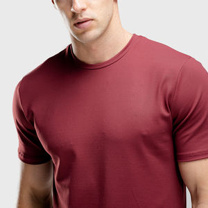 Ourlet incurvé col rond haute qualité hommes Muscle Slim Fit t-shirt manches logo personnalisé T-shirts vierges pour hommes 100% coton - Product Image 5