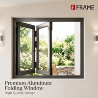 Fenêtre pliante horizontale en aluminium avec revêtement fluorocarboné, couleurs RAL personnalisées, finition maison en alliage d'aluminium thermolaqué résistant à la décoloration