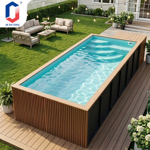 Piscina Elevada de WPC con Estructura de Acero, Diseño Personalizable y Cascada, Equipada con Bomba de Piscina y Cubierta para Piscina Familiar - Product Image 1