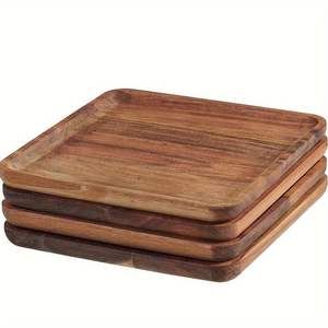 BANDEJA DE SERVICIO DE MADERA DE BAMBÚ CLÁSICA HECHA A MANO Juego de bandejas de bambú naturales lisas para servir en la cocina/café - Product Image 2