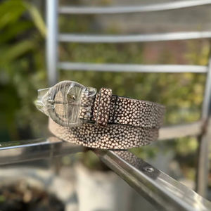 Polka Dots Heat-Transfer Printed Hair on Leather <b>Belt</b> <b>Vintage</b> Style Comfortable Fit with Heavy Duty Alloy Western Buckle - Product Image 1