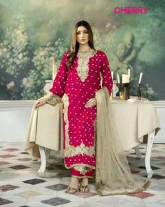 Traje Salwar de seda suave pura de diseñador indio y paquistaní y vestido Kameez Dupatta estilo largo de moda para fiestas y funciones de boda - Product Image 3