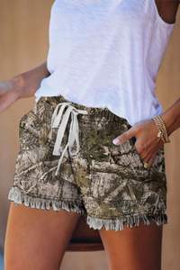 Pantalones cortos holgados de moda para mujer, ligeros, 85% de algodón, 15%, poliéster, cintura elástica, cordón, cómodos pantalones transpirables - Product Image 3