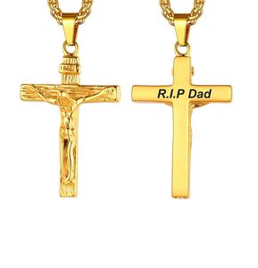 <b>Crucifix</b> <b>gold</b> Urn Necklace for Ashes Stainless Steel Jewelry Memorial Keepsake Urn Lockets Pendant for Men Women Custom Size - Product Image 1