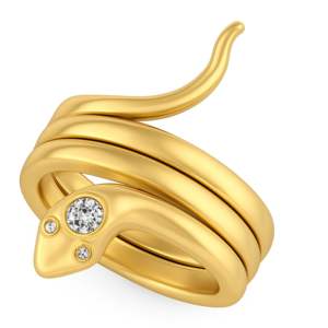 Anillo de Compromiso o Fiesta de Lujo Unisex de Moda, Personalizado en Oro Sólido de 10K con Diamantes de Moissanita VVS en Forma de Serpiente - Product Image 1