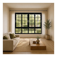 Fenêtre coulissante moderne en aluminium noir à grille arquée, double vitrage Low-E, anti-chaleur solaire, insonorisée, certifiée NFRC Energy Star, pour villa