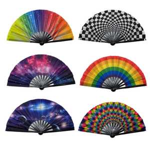 พัดมือพับได้แบบกำหนดเอง ขนาด 33 ซม. ทำจากไม้ไผ่ สีดำ สะท้อนแสง - Product Image 1