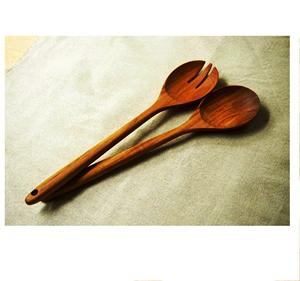 Serveurs à salade en bois de manguier Ensemble de service à salade fait main en émail Produit en bois pour la cuisine à domicile - Product Image 5