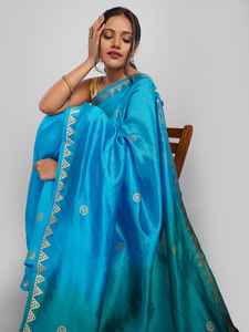 Sari de lino suave a un precio económico, último diseño para ropa de boda y fiesta, ropa india y pakistaní, exportación desde la India - Product Image 3