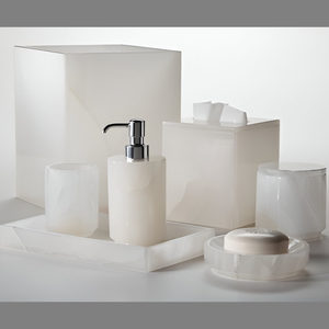 Juego de baño de alabastro de ónix blanco de lujo, accesorios de resina de ónix elegantes para la decoración elegante del hotel y los baños del hogar - Product Image 1