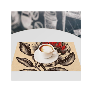 Esteras de decoración de comedor abstractas Premium con estampado azul Floral de moda hechas de algodón 100% certificado GOTS con estilo bordado mínimo - Product Image 6