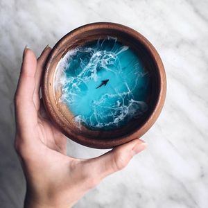 Resina epoxi hecha a mano de la mejor calidad con cuencos Servidor de ensalada de madera de mango Tazón Diseño moderno y fiestas de bodas de la India - Product Image 1