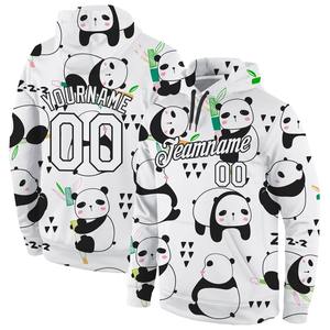 Vente en gros Livraison directe Sweat-shirt à capuche avec motif de graffiti cousu personnalisé Panda 3D blanc-noir - Product Image 1