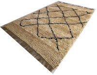 Tapis d'appoint en jute marocain fait main, à poils longs coupés, durable, moderne, noué à la main, pour zones à fort trafic, cuisine, bureau, prière