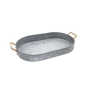 Juego de dos bandejas de metal de nuevo diseño para comida y bebida, bandeja de servicio de forma redondeada, almacenamiento y organización en el hogar, bandeja de comida - Product Image 2
