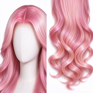 Sakura Pink Anime Style Wavy Synthetic <b>Wig</b> for Women, Pastel Pink <b>Curly</b> <b>Wig</b> for Cosplay Party Costume and Fashion Styling - Product Image 5