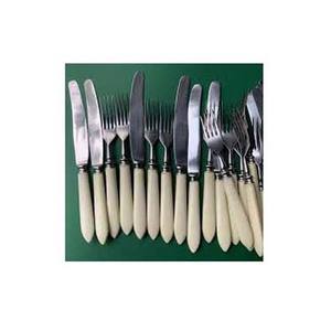 Proveedor indio de confianza de juego de cubiertos duraderos de tamaño personalizado con mango de hueso cremoso juego de cubiertos chapados en plata - Product Image 1